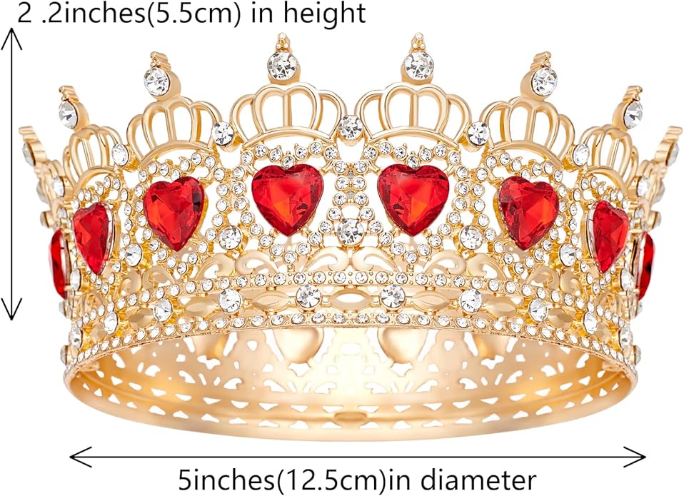 Queen Crown Wedding Rhinestone Heart Crowns and Tiaras for Women Costume Party Hair Accessories Princess BirthdayCrown Crystal Bridal Crown