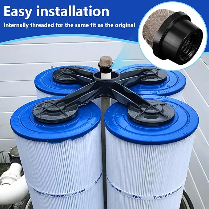 DECOHS 4 Pcs 190106Z Air Bleeder Screen Cap- Stainless Steel Screen Filter Cap Replacement Parts- Air Valve Strainer Cap for Most Pools Filters