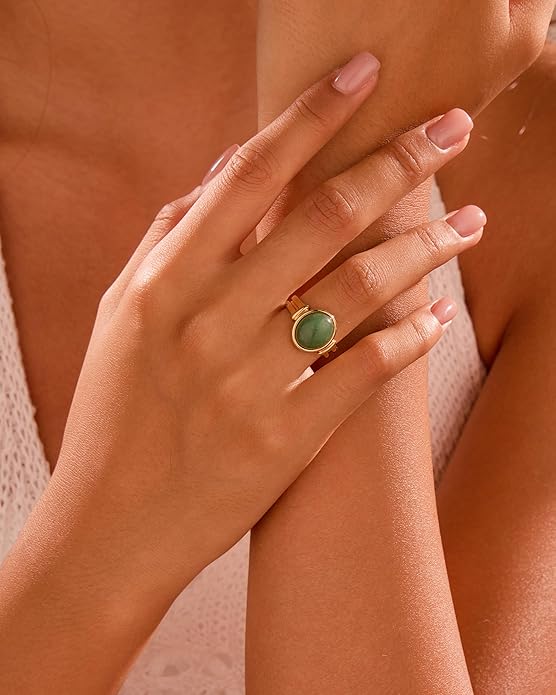 YeGieonr Gold Rings for Women Trendy Non Tarnish Chunky Gold Plated Ring, Waterproof Stainless Steel Gold Jewelry Gift