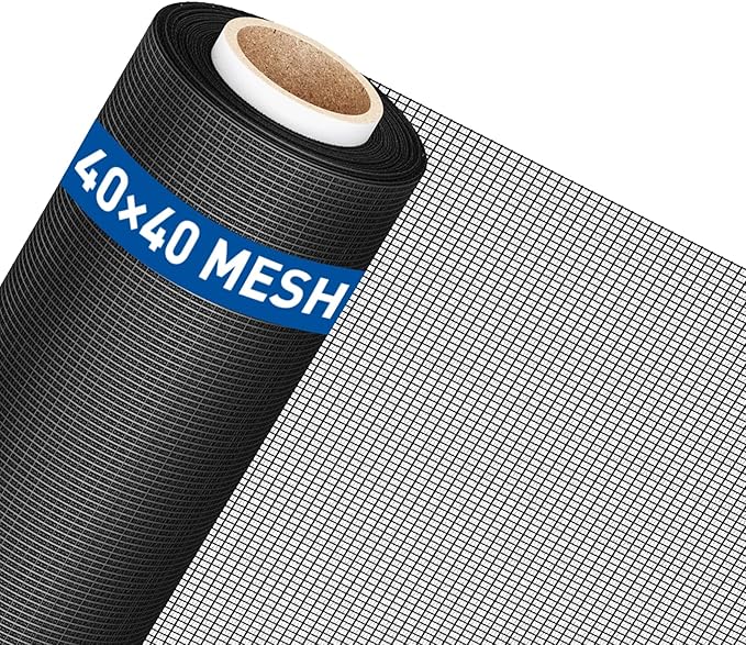 MAGZO Window Screen Replacement Mesh Roll, 37.4in × 16.4ft Upgraded Dual Interlaced Woven Siftproof Screen 40x40 Mesh for Porch Doors Repair Kit, Ultra Heavy Duty Woven for Garden, Patio DIY Projects