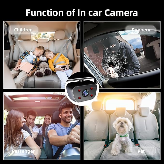 2025 Rear View Mirror Camera, 4 Channel Mirror Dash Cam Front and Rear Inside, 12" Touch Screen 360° Dash Camera for Cars, Wi-Fi, APP, GPS, IR Night Vision Backup Camera, Free 128GB SD Card