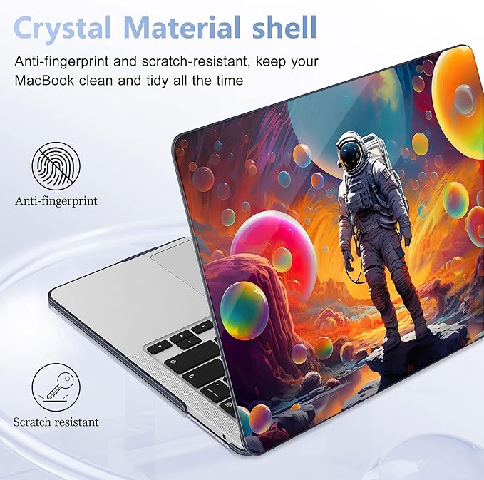 May Chen Compatible with MacBook Pro 13 inch Case 2022 2021 2020 Release Models A2338 M2 M1 A2251 A2289, Plastic Hard Shell Case for MacBook Pro 13 Inch with Touch Bar Fits Touch ID, Astronaut S929
