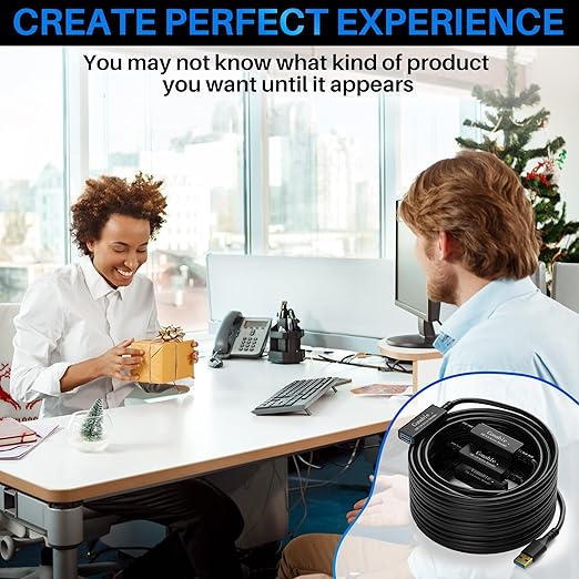 USB 3.0 Active Extension Cable 100 Feet, Long USB Type-A Male to Female Extender Cord, Built-in 3 Signal Booster Smart Chips, 5Gbps Transfer, Black USB Extension Cable with an AC Power Adapter (5V 2A)