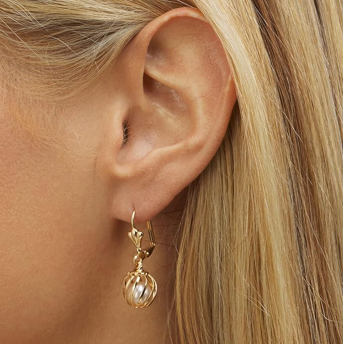 Barzel 18K Gold Plated Pearl Dangling Drop Earrings