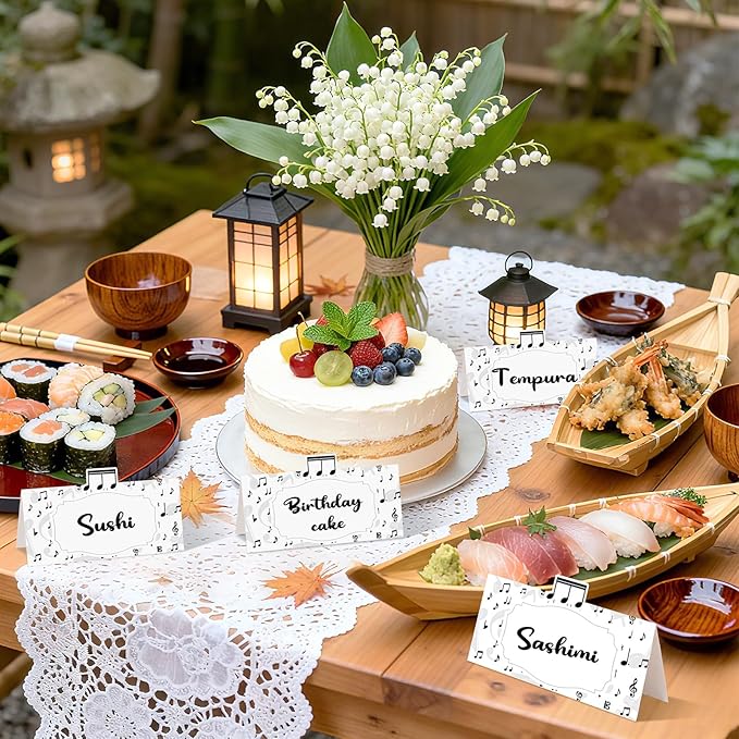 Music Theme Table Place Cards Notes Folded Place Cards Decorations Seating Name Cards for Music Theme Birthday Decor Back to School Classroom Wedding Party Supplies