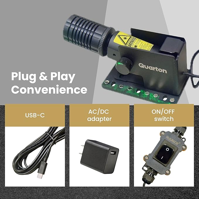 Laser Level ML-400 Green Line Generator for Outdoor Large-Scale Cutting, Measuring, Alignment, Visible in Direct Sunlight, Class 3R product, Waterproof, Built-in Wall Mount, Type-C Port