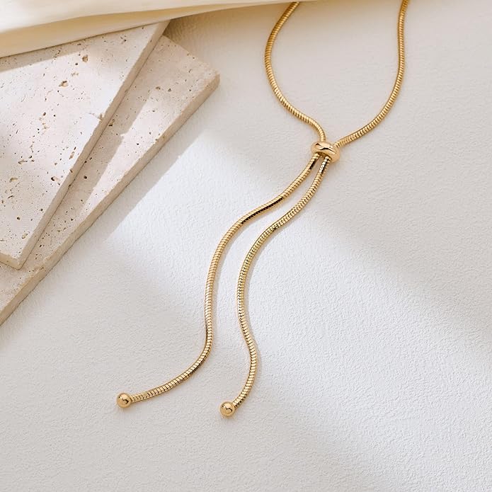 Gold Silver Necklace for Women Y Chain Adjustable Gold Long Necklaces Fashion Dainty Jewelry