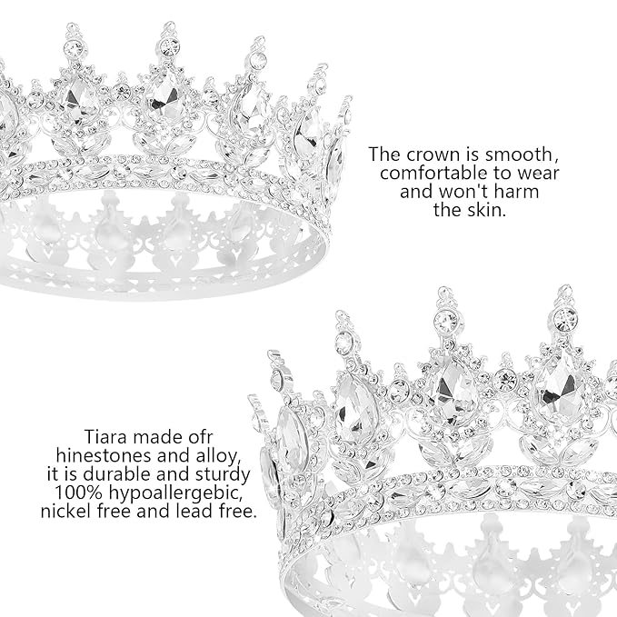 Queen Crown Rhinestone Wedding Crowns and Tiaras for Women Costume Party Hair Accessories Princess BirthdayCrown Crystal BridalCrown (Gold White Crowns)