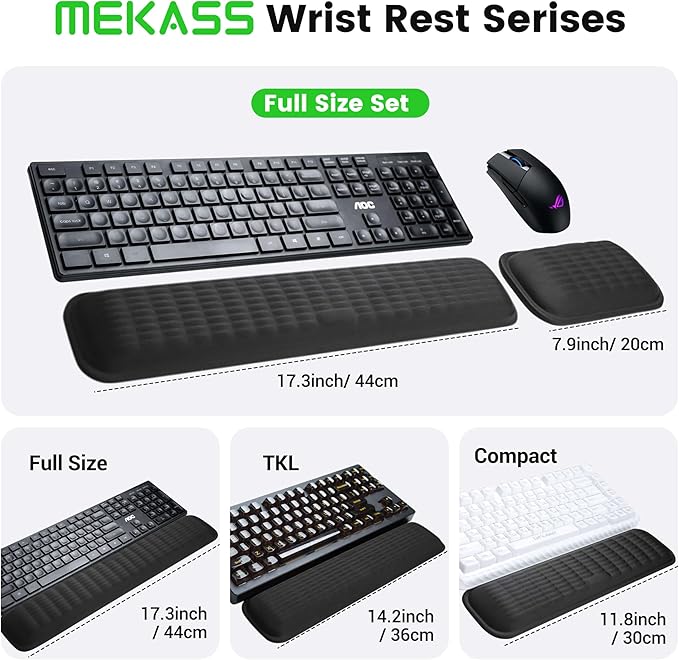 MEKASS Ergonomic Wrist Rest for Keyboard and Mouse, Soft Memory Foam Keyboard Wrist Rest Set with Non-Slip Silicone Base, Easy Typing, Pain Relief, Comfort for Office, Work, Gaming (Purple)
