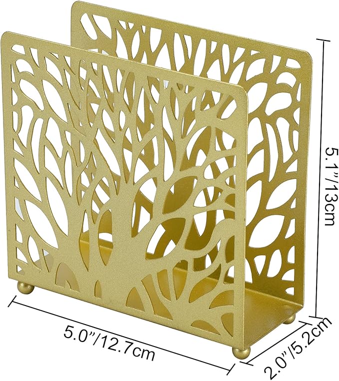 Napkin Holder for Table, Gold Metal Paper Napkin Holders Stand for Paper Mail Bills,Suitable for Home Restaurant Farmhouse Kitchen Cocktail Picnic Bar Party