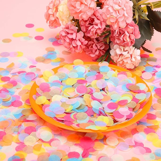 TecUnite Round Tissue Paper Table Confetti Dots for Wedding Birthday Party Decoration, 1.76 oz(Colorful Confetti,1.5 cm)