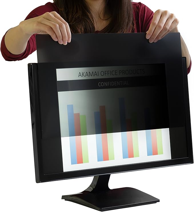 23.6 inch Computer Privacy Screen (16:9) - Black Security Shield - Desktop Monitor Protector - UV & Blue Light Filter by Akamai (23.6 inch Diagonally Measured, Black)