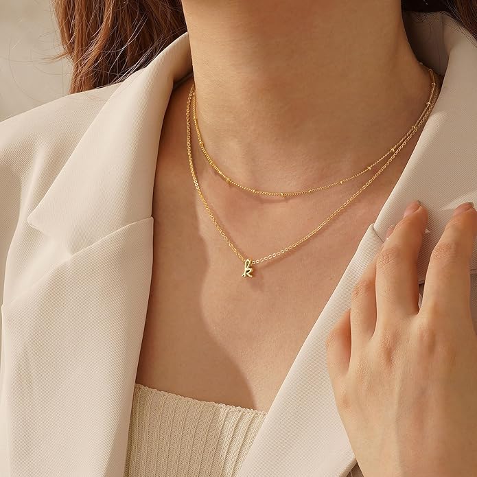 Yoosteel Valentines Gifts for Her Women - Layered Initial Necklaces for Women Trendy 14K Gold Plated Letter A-Z Necklace Gold/Silver Initial Necklace Stack Birthday Gifts for Teen Girls Jewelry