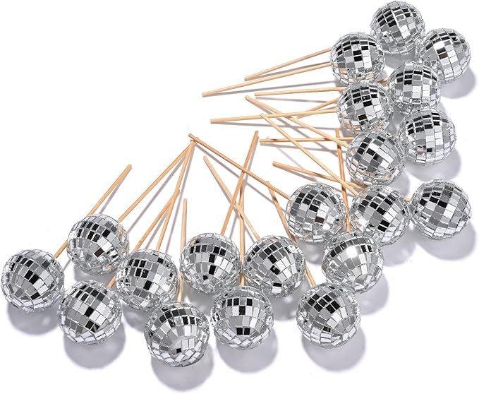 Yescom 20PCS 1.6" Small Disco Ball Mirror Mini Hanging Glass Decoration for Events Wedding 70s 80s Party Business Holiday Home Decor Silver