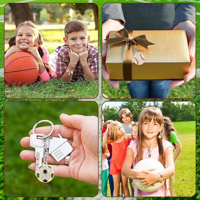 MARFOREVER Sports Charms, 40 Pcs/20 Pairs Enamel Sport Charms for Jewelry Making, Basketball Baseball Football Soccer Softball Ball Game Charm Pendants for Bracelet Necklace Earrings Making
