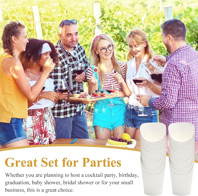 50 Sets 14 oz Charcuterie Cups with Sticks and Bags, Individual White Paper Charcuterie Boxes Disposable Individual Appetizer Serving Cups (50 Cups + 200 Cocktail Picks + 50 Bags + 50 Ties)