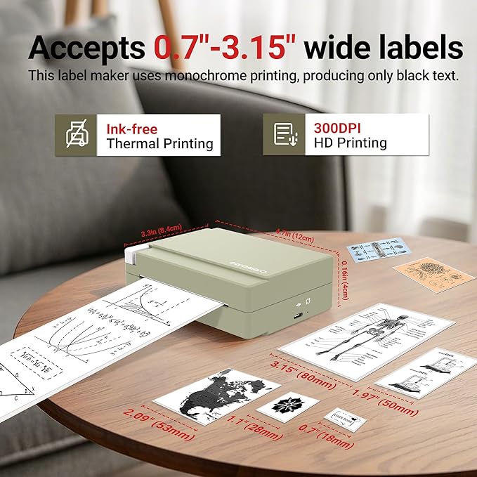 ORGBRO Sticker Printer Machine, X3 Mini Printer Print Pods Portable Thermal Inkless Sticker Maker, 3-Inch 300 DPI Bluetooth Pocket Printers for Smartphones, Notes, Journal, Photos, DIY, Kids Gift