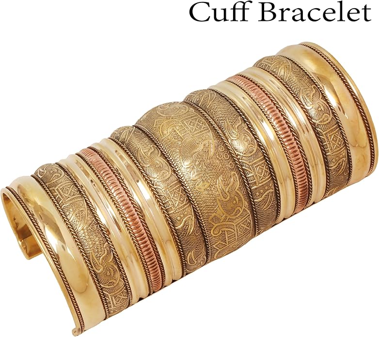 Touchstone Indian Bollywood Handcrafted Slip In Easy To Wear Stylish Wrist Enhancer Designer Broad Jewelry Cuff Bracelet For Women and Men.