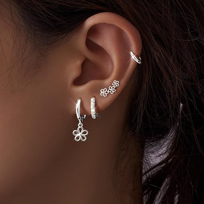 Small Gold Huggie Hoop Earrings Set for Women Men Hypoallergenic 14K Plated Stack Cartilage Earrings, Multiple Piercing Lightweight Mini Thin Cute Dainty Trendy Jewelry Set Christmas Gifts for Women