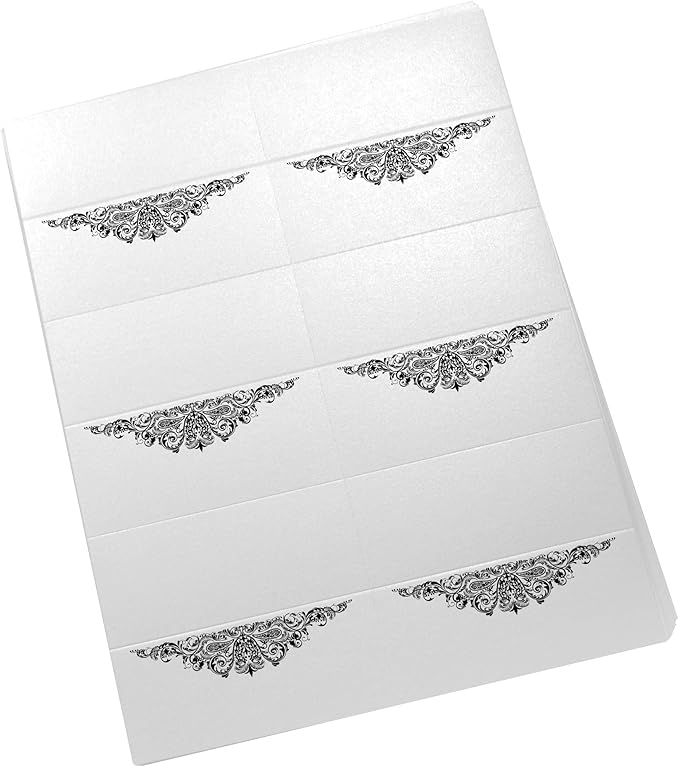 Paisley Printable Place Cards, Black (Choose Color), Set of 60 (10 Sheets), Laser & Inkjet Printers - Wedding, Party, Dinner, and Special Events - Made in the USA