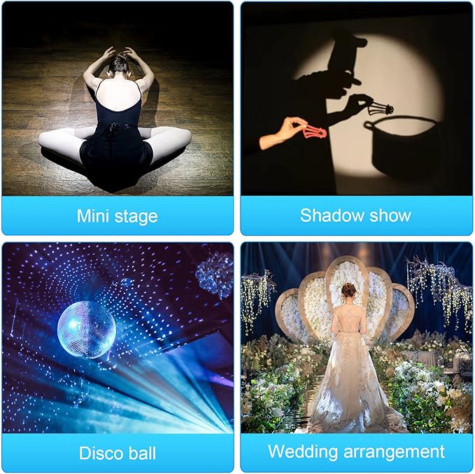 Led Pinspot Light 3 Pack, Czgor Disco Ball Spotlight 15W RGBW 4 in 1 Mirror Ball Lights with Remote Control Super Bright LED Pin Spot Lighting for Parties DJ Club Bar Wedding