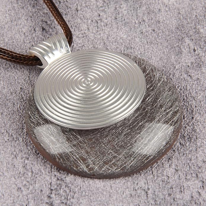 Boho Leather Necklace Women Bohemian Brown Circle Pendant Necklace Choker Long Necklaces for Women Boho Ring Large Pendant