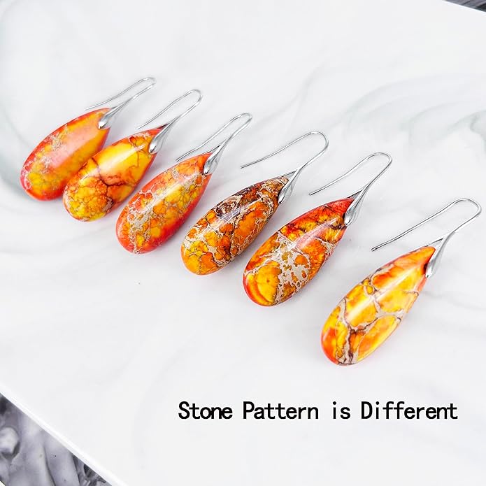 SELOVO Stone Fishhook Dangle Drop Earrings Statement Earrings for Women Stone