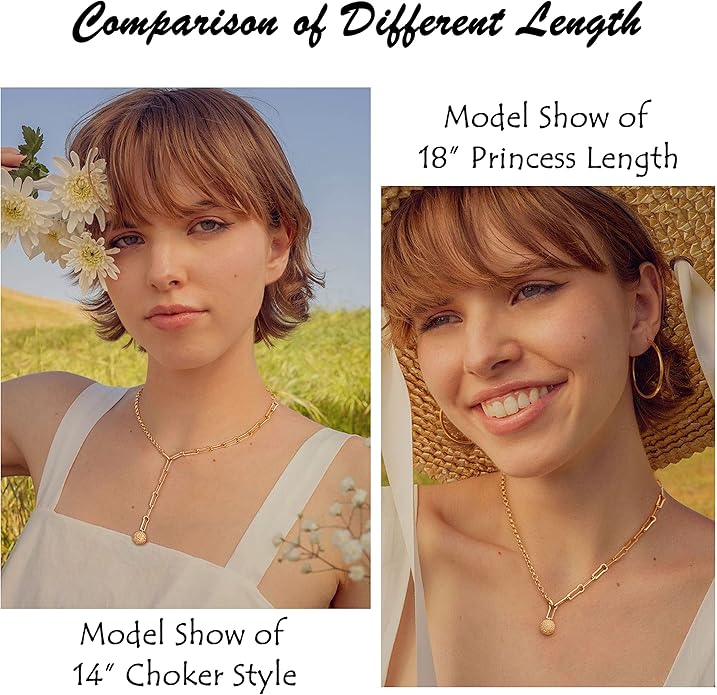 Aobei Pearl 18K Gold Plated Moon Star Lion Evil Eye Love Heart Cross Pendant Necklace Medallion Paperclip Chian Choker Layering Jewery for Women