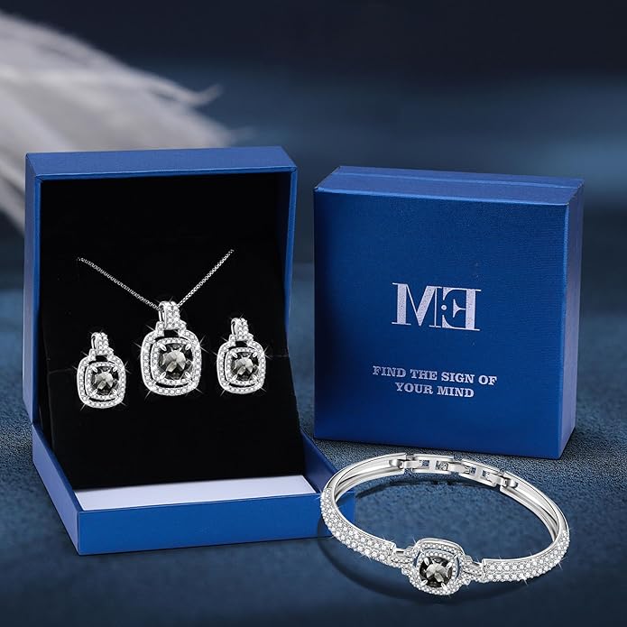 Celestial Whispers Crystal Jewelry Sets For Women Bracelet Necklace and Earrings Sets Idea Gift for Wife Girlfriend or Mothers