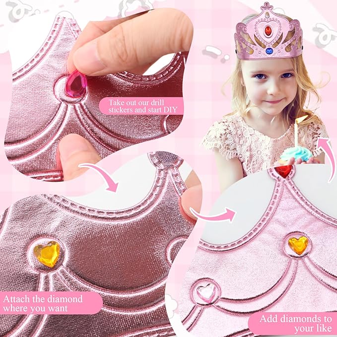 ZYNERY 29 Pcs Foam Crowns Set for Kids Princess Crowns Tiaras King Crown DIY Crafts with Gem Stickers Bulk 4-14mm Rhinestones,Birthday Party Role Play