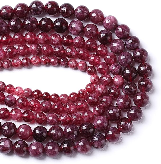 45pcs 8mm Natural Garnet Jade Gemstone Round Loose Spacer Beads for Jewelry Making Healing Energy Stone Beads DIY Bracelets Necklaces 15"(8mm, Garnet Jade)