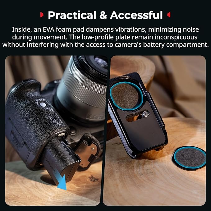 SmallRig Mount Plate for AirTag, Quick Release Camera Mount Baseplate for Arca-Type, Built-in EVA Pad, 1/4"-20 Screws, for Canon EOS R5 / R5 C / R5 Mark II / R6 / R7 / R10 - MD5424