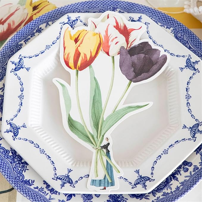Hester & Cook Table Accent Place Cards - Dinner Name Cards for Table Setting Set of 12 - Made in USA (Tulips)