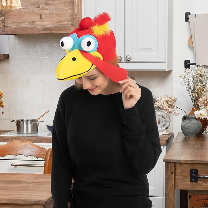 JOYIN 2 PCS Silly Thanksgiving Turkey Cap, Novelty Hats for Thanksgiving Night Event Dress-up Party, Costume Hats for Role Play Carnival Cosplay, Decoration & Accessories