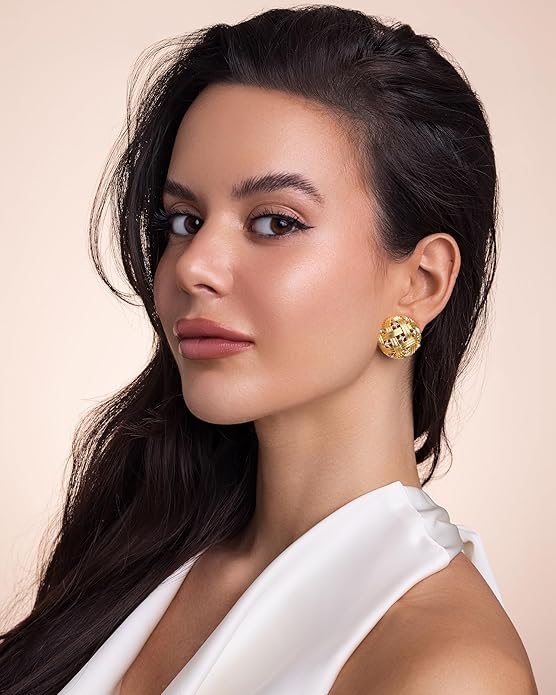 SNGIA18K Gold Plated Dangle Textured Ribbed Irregular Large Leaf Statement Earrings for Women by SNGIA, Handmade Dramatic Geometric Trendy Summer Drop Leaf Flower Jewelry Gifts, Bold Beachy Vintage Plant Fashion Drop Accessories, Vintage Nickle Free Fl...