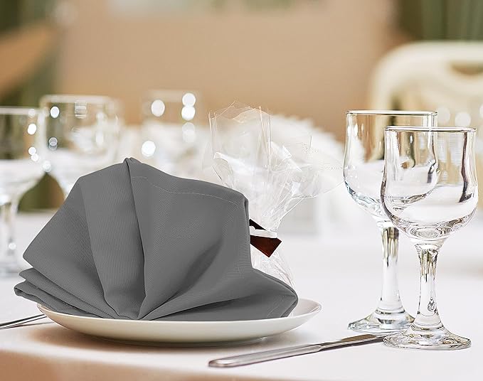 Utopia Kitchen Steel Grey Cloth Napkins [12 Pack, 18x18 Inch] Absorbent Cotton Blend Washable and Reusable for Dinner, Restaurant, Lunch, Wedding and Hotel