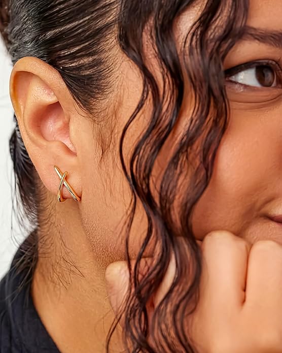 Gold Earrings for Women Trendy,14K Gold Stud Earrings Dainty Earrings Simple Minimalist Gold Earrings Hypoallergenic Earring for Women Gifts