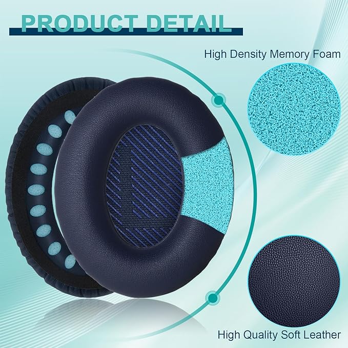 Replacement Earpads Cushions for Bose QuietComfort 35 & Quiet Comfort 35 II, Headphones Ear Covers Ear Pads for Bose QC35/QC35II/25/15 QC2 / Ae2 / Ae2i / Ae2W / Sound Link/Sound True-Blue