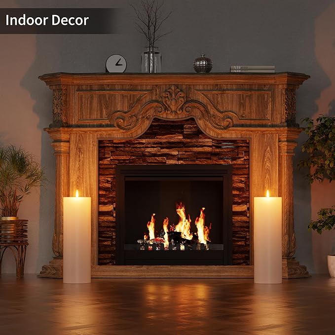 12" x 4" Large Outdoor Candles with Timer Waterproof Flickering LED Flameless Candles Battery Operated with Remote Fake Pillar Candles Realistic for Patio Porch Lanterns, White 2 Pack