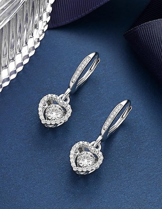 MomentWish Dangle Earrings for Women-925 Sterling Silver Moissanite Earring, Women's Gift for Valentine Birthday, D Color VVS1 Dancing Moissanite Hoops