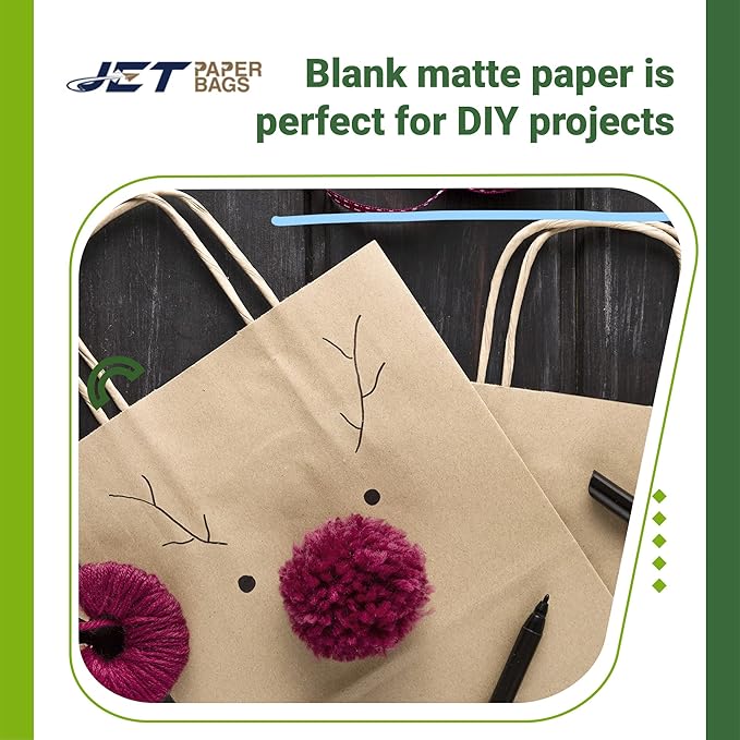 JET PAPER BAGS - 10”x5”x10” Inch [100 Pcs] Brown Paper Bags with Handles Prime for Takeout, Grocery, Goody, Retail, Party, Gifts, Weddings - Recyclable Kraft Paper Gift Bags with Handles