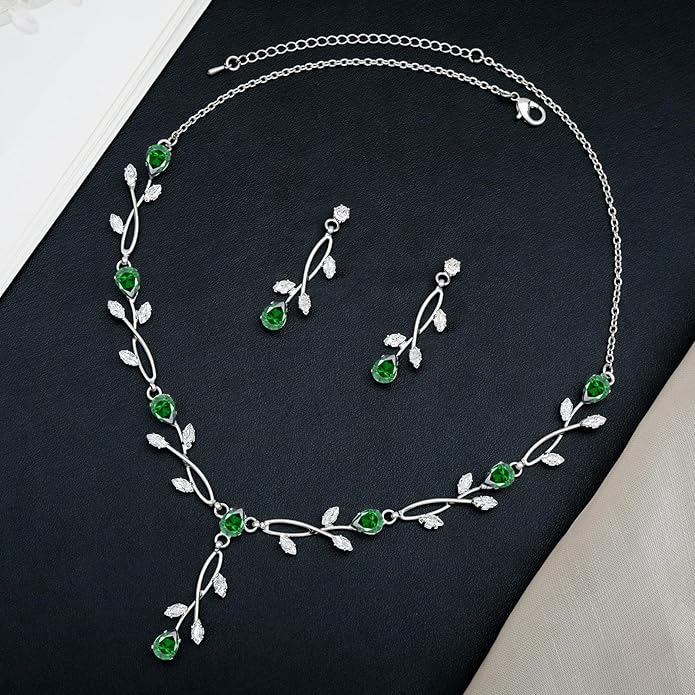 Elegant Bridal Jewelry Sets Clear Cubic Zirconia Wedding Necklace Earrings Bracelet Set for Birdes Bridesmaids CZ Prom Jewelry
