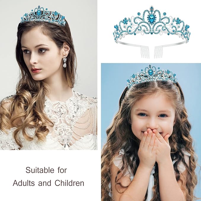 Birthday Girl Sash, Crown for Girls, Girls Tiara Blue Crown, Princess Crowns Happy Birthday Crowns, Tiaras for Girl, Birth Decorations, BirthdayGirl Headband, Birthdays Accessories
