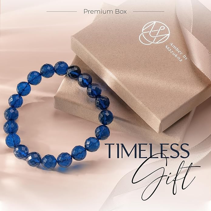 Natural Baltic Amber Bracelet for Women and Men – Stretch Wristband with Faceted Beads, Lightweight Unisex Jewelry Gift for Daily and Casual Wear