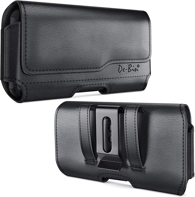 DeBin Case for Galaxy S25 Ultra S24 Ultra 5G, S24 FE, S23 Ultra, S22 Ultra, S21 Ultra, Note 20 Ultra - Cell Phone Belt Holster with Clip Pouch Holder Cover (Fits Samsung Phone with Case on) Black
