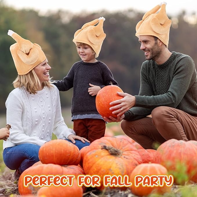 Hanaive 10 Pieces Thanksgiving Turkey Hats Bulk for Adults Turkey Costume for Dress-up Party Plush Turkey Hat Party Supplies