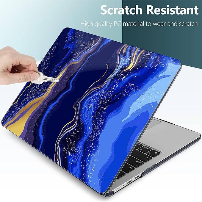 TWOLSKOO Compatible with M4 MacBook Air 13.6 inch Case 2025-2022 Release M4 A3240 M3 A3113 M2 A2681, Plastic Hard Shell & Keyboard Cover & Type C Adapter & Screen Protector, Abstract Marble