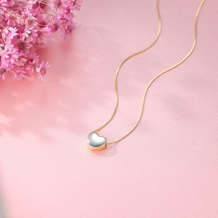 SLUYNZ Genuine 925 Sterling Silver Tiny Love Heart Pendant Necklace for Women Simple Sweet Heart Choker Necklace