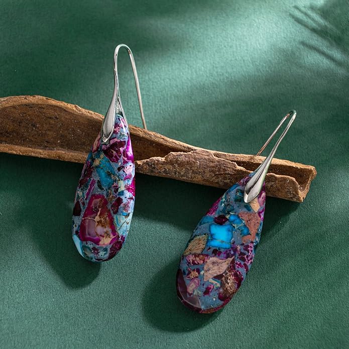 SELOVO Stone Fishhook Dangle Drop Earrings Statement Earrings for Women Stone