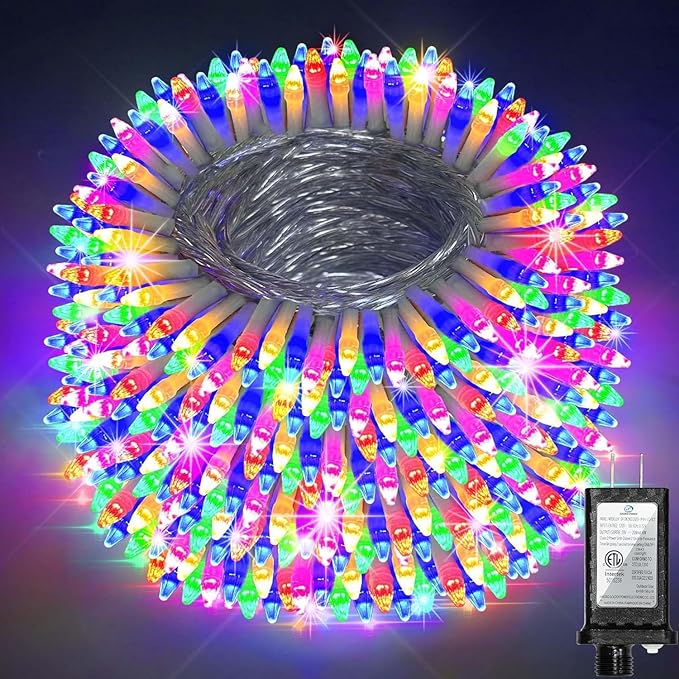 340 LED 90FT Christmas String Lights Outdoor, 12 Pro Modes and Timer Memory & Brightness, Plug in Outdoor Waterproof Clear Wire Twinkle Light for for Xmas Yard Tree Wedding Party Decor (Multicolor)